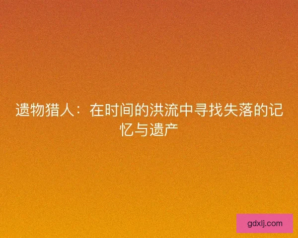 遗物猎人：在时间的洪流中寻找失落的记忆与遗产