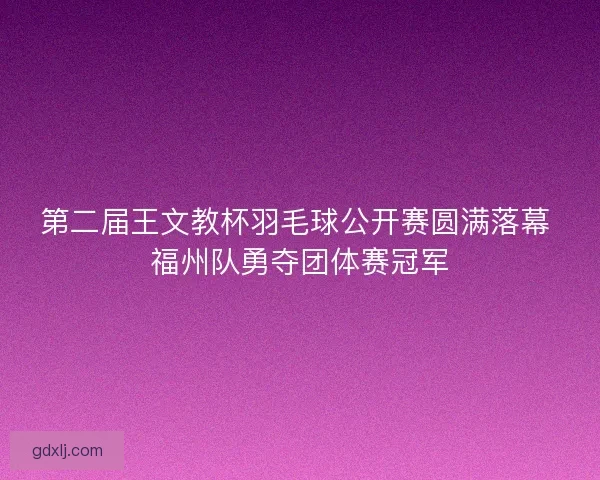 第二届王文教杯羽毛球公开赛圆满落幕 福州队勇夺团体赛冠军