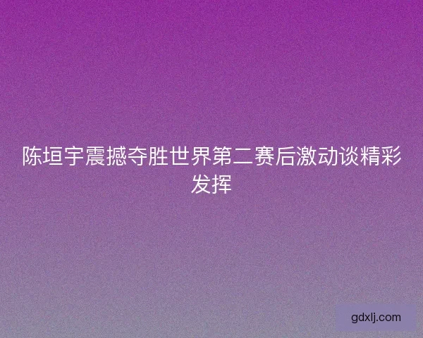 陈垣宇震撼夺胜世界第二赛后激动谈精彩发挥